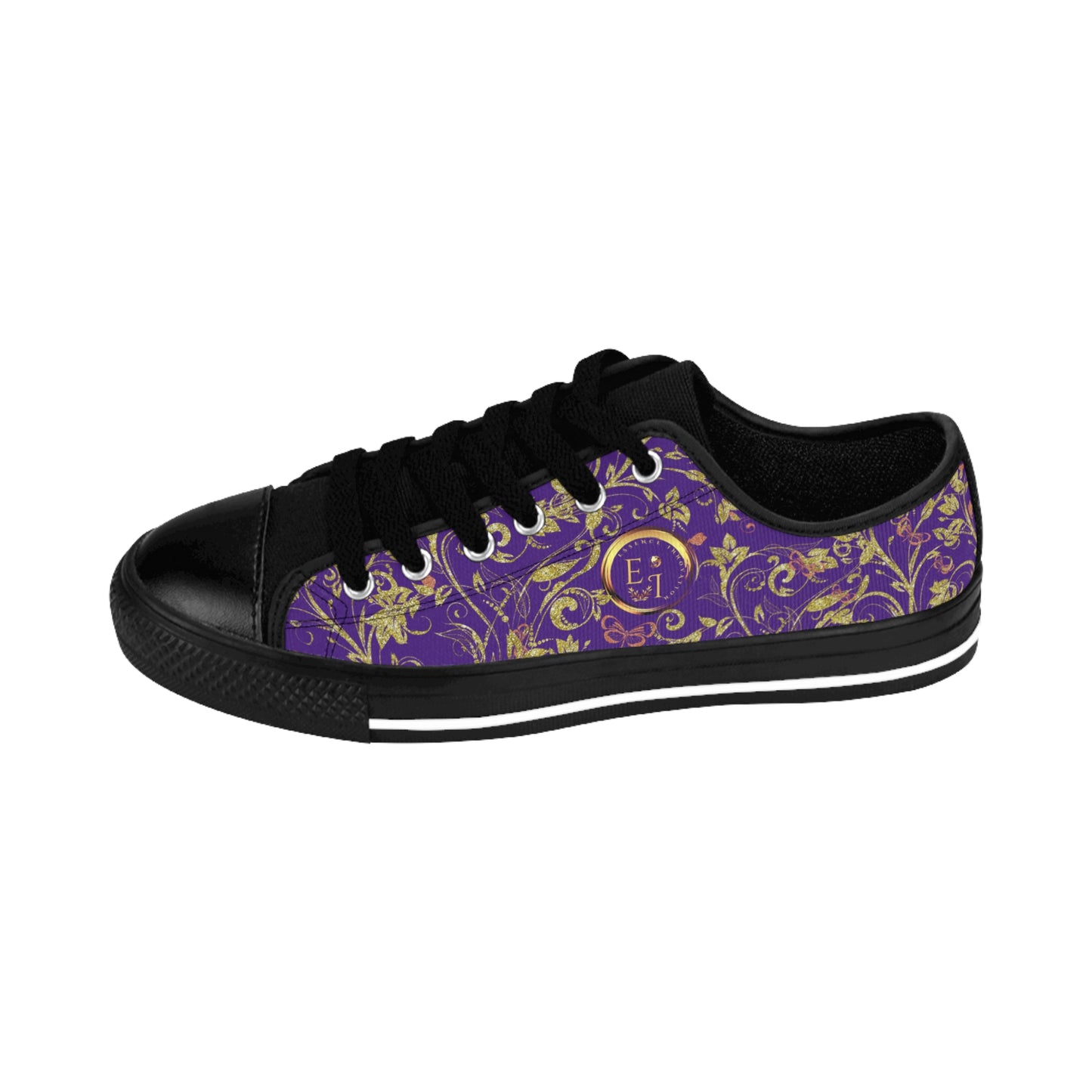 Bohemian Butterfly | Purple | Black Sole LowTop Sneakers