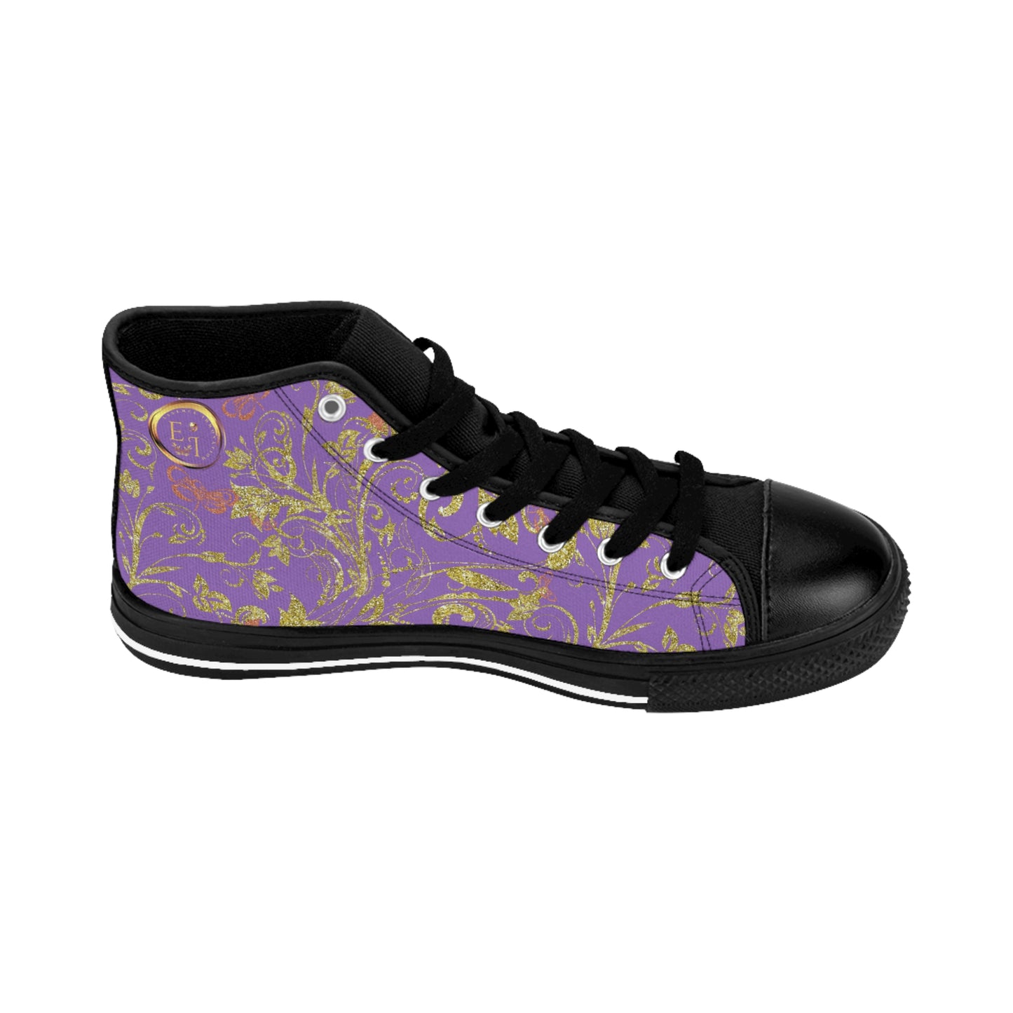 Bohemian Butterfly | Light Purple | Black Sole HighTop Sneakers