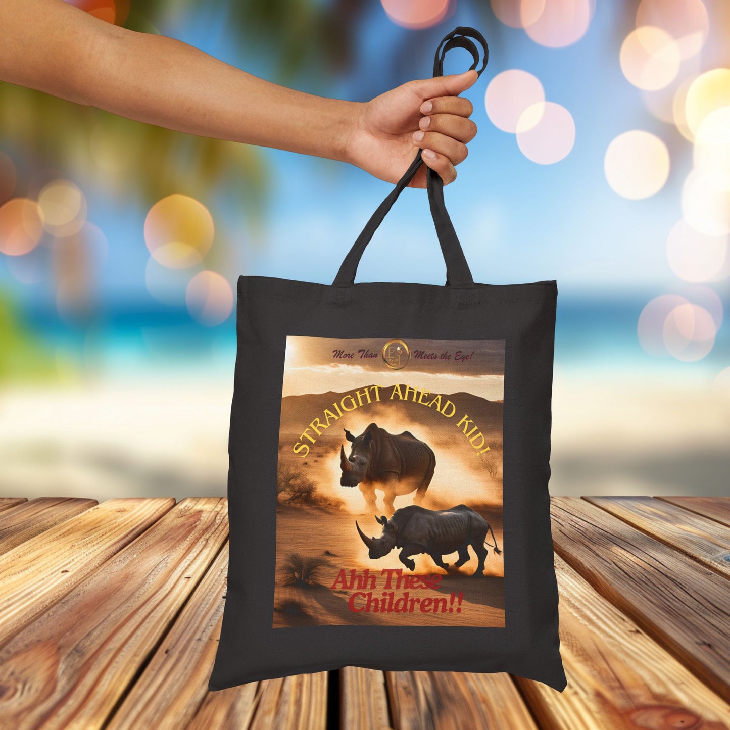 Wildlife Lover's Cotton Canvas Tote Bag, Eco-Friendly Bag, Gift for Animal Lovers, Sustainable Shopper, Cute Rhinos Design