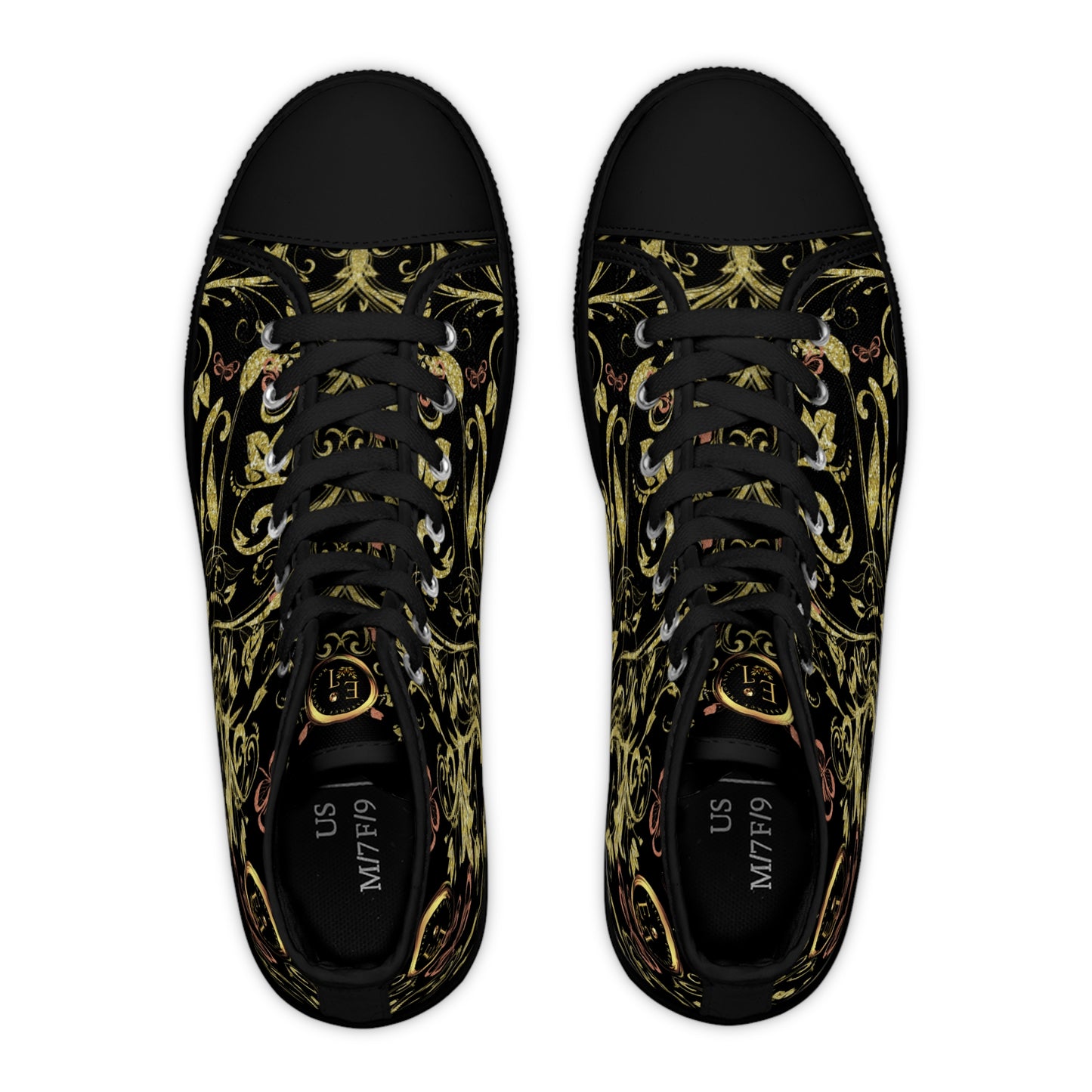 Bohemian Butterfly Heart | Black | Black Sole HighTop Sneakers