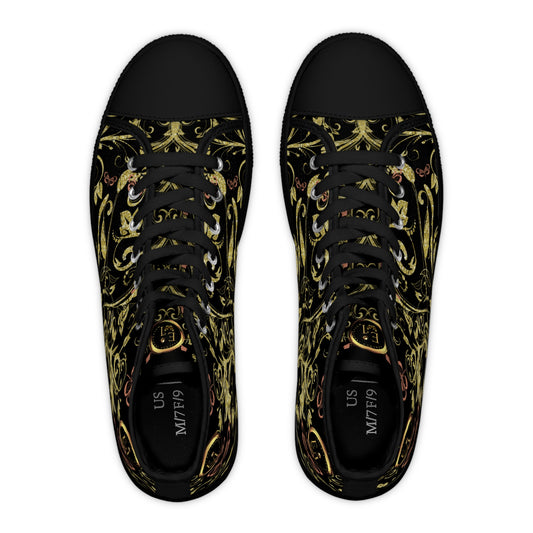 Bohemian Butterfly Heart | Black | Black Sole HighTop Sneakers