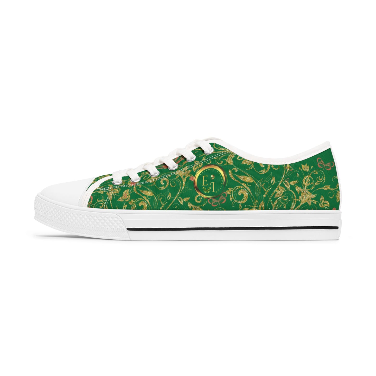 Ladies Bohemian Butterfly | Green | White Sole LowTops