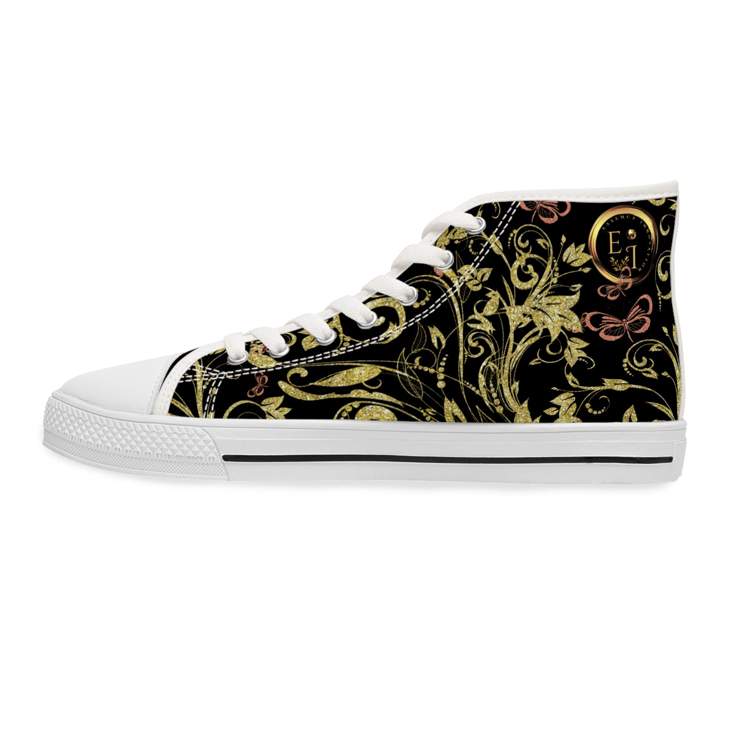 Ladies Bohemian Butterfly | Black | White Sole HighTops