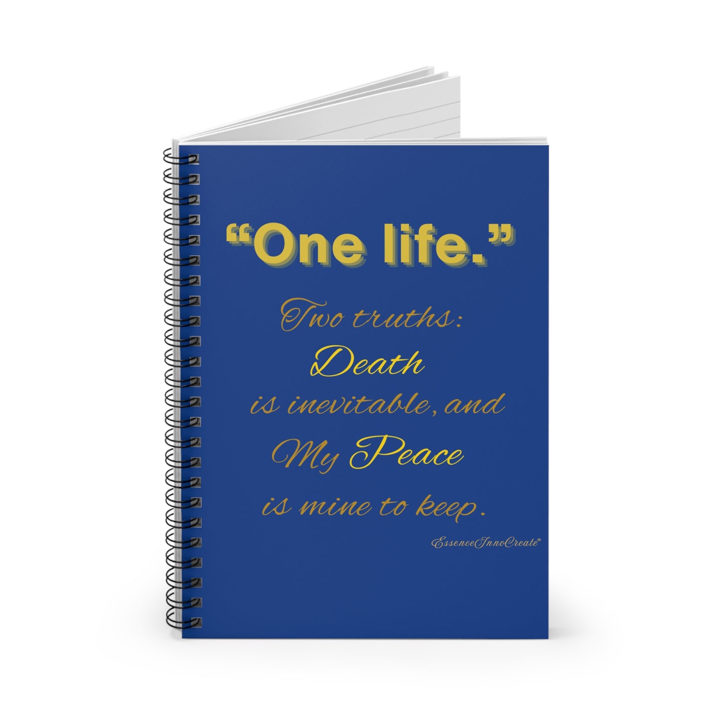 "One life."  Spiral Journal | Blue with Inspirational Gold Quote