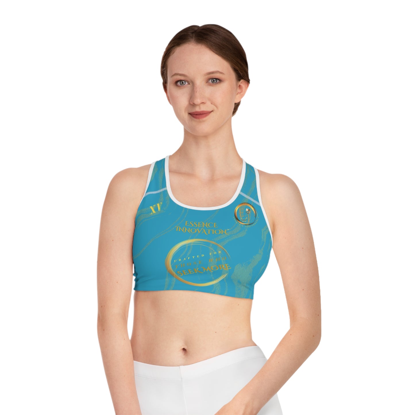Seek More SBS XV | EI Sports Bra Stripped | Turquoise