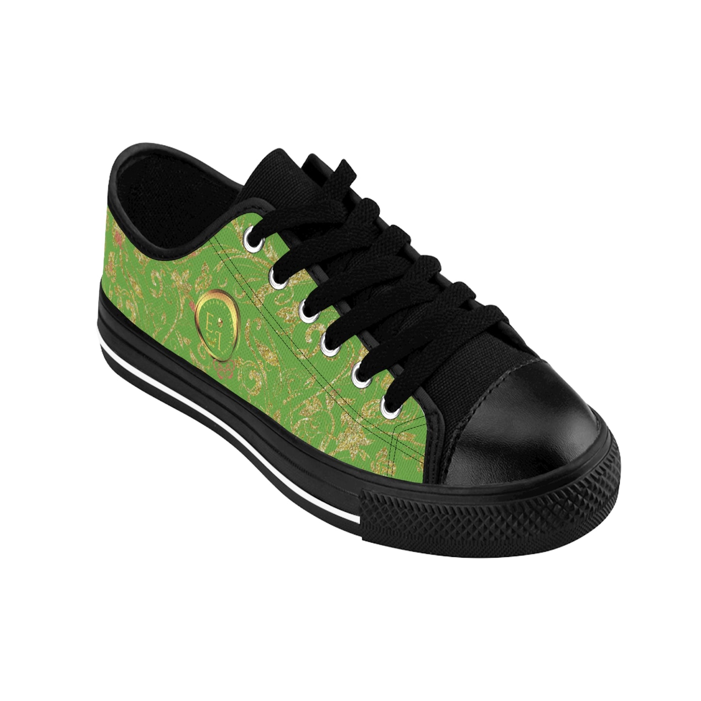 Bohemian Butterfly | Light Green | Black Sole LowTop Sneakers