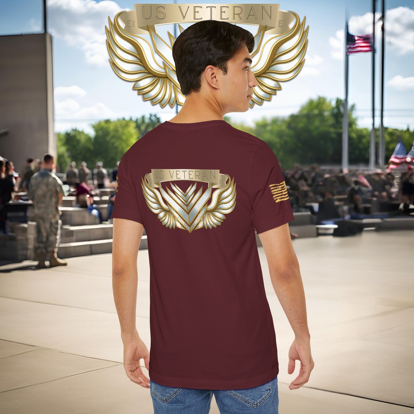 Essence Maroon Veteran Tee – Bold Patriotic T-Shirt