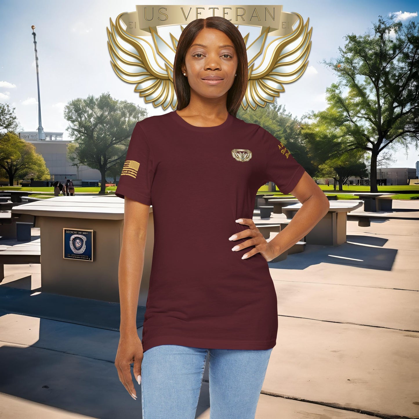 Essence Maroon Veteran Tee – Bold Patriotic T-Shirt