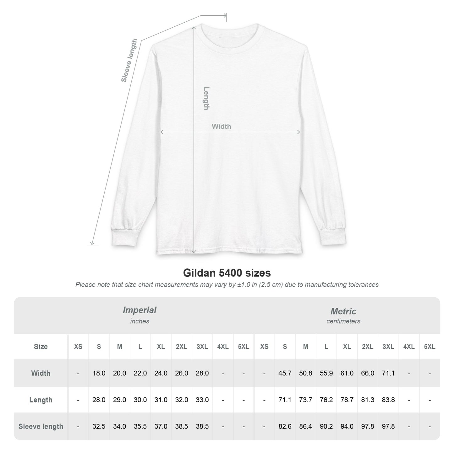 Essence Innovation 'Design Meets Soul' Measurement chart for Gildan 5400 shirts with size chart and dimensions.