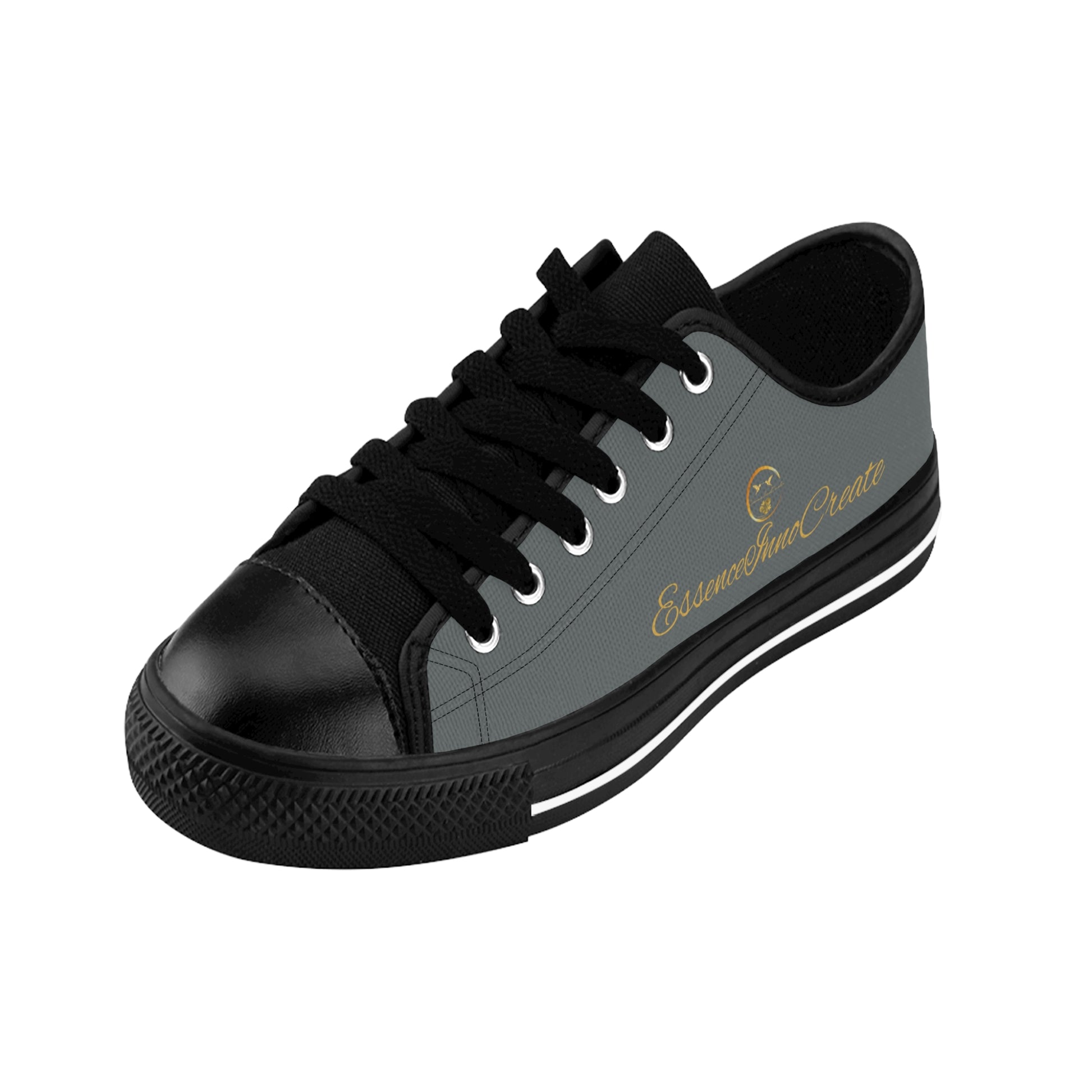 Black and gray sneaker with 'EssenceInnoCreate' branding on a white background