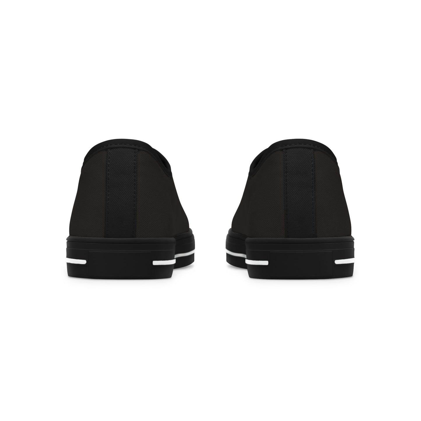 Two black Essence Innovation shoe inserts with white stripes on a white background