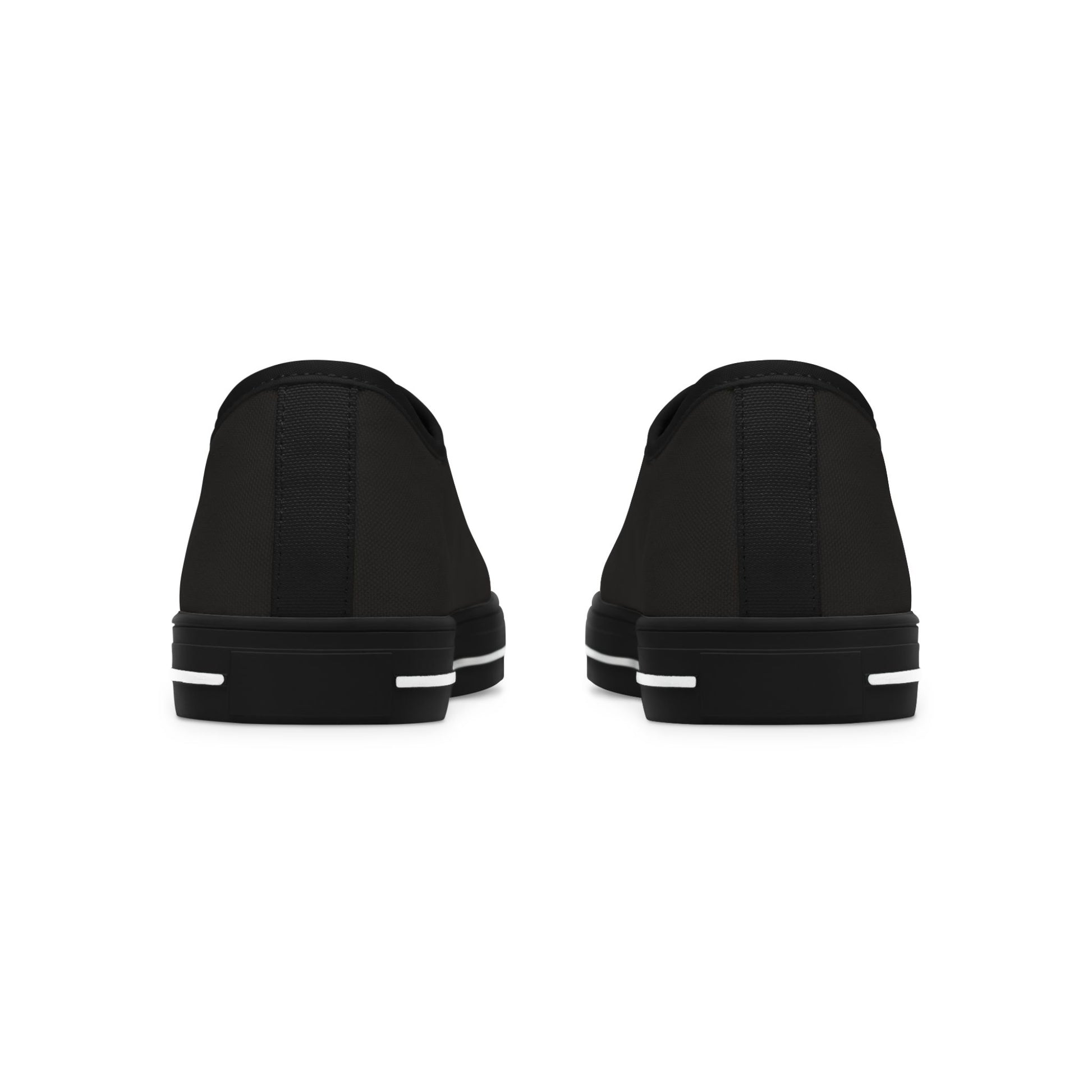 Two black Essence Innovation shoe inserts with white stripes on a white background