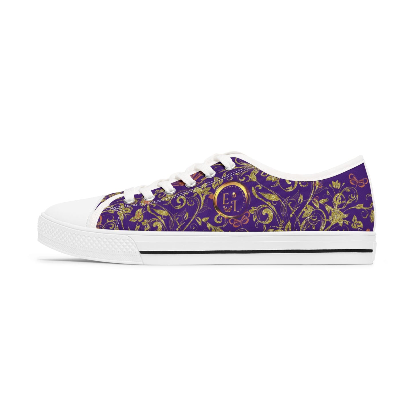 Ladies Bohemian Butterfly | Purple | White Sole LowTops