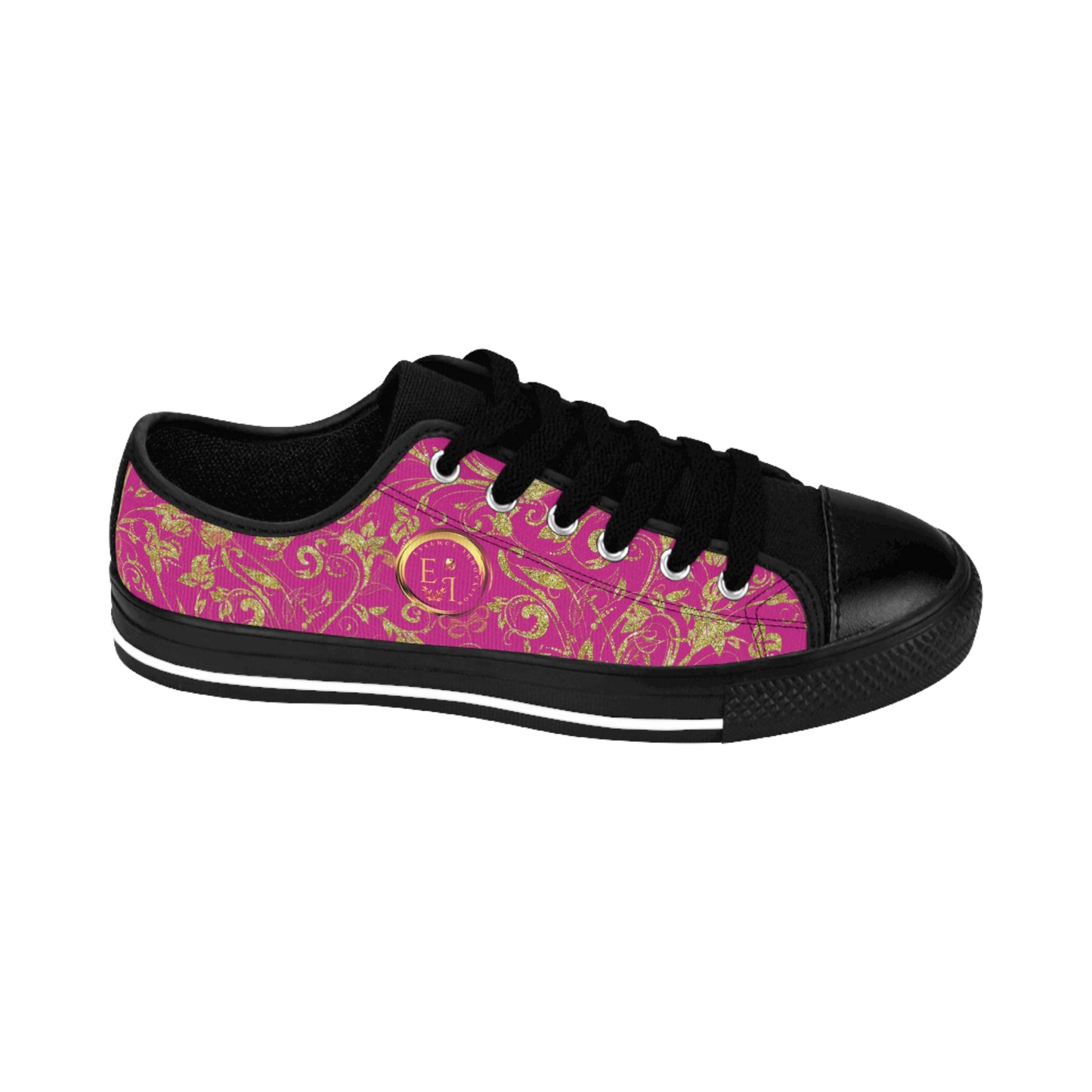 Bohemian Butterfly | Pink | Black Sole LowTop Sneakers