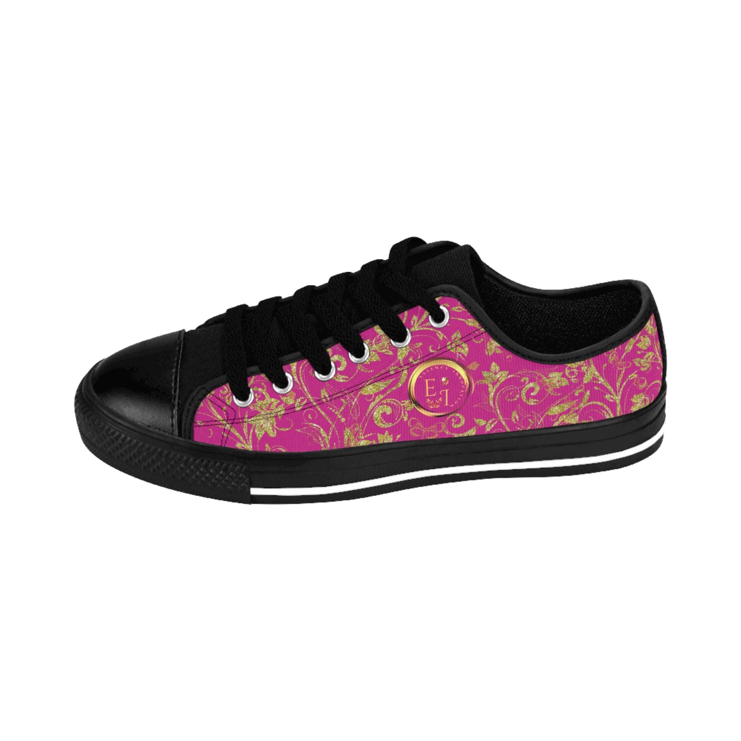 Bohemian Butterfly | Pink | Black Sole LowTop Sneakers