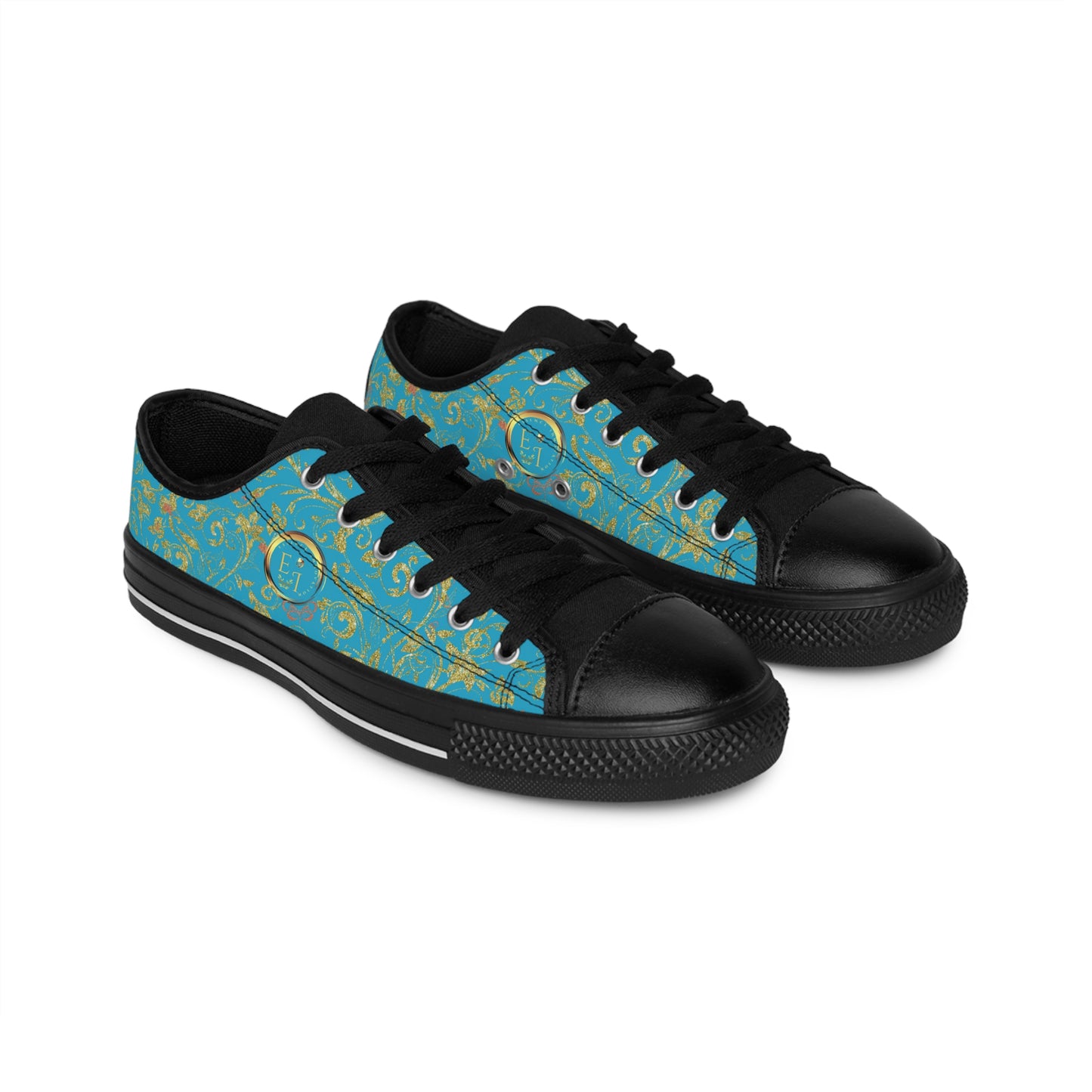Bohemian Butterfly | Turquoise | Black Sole LowTop Sneakers