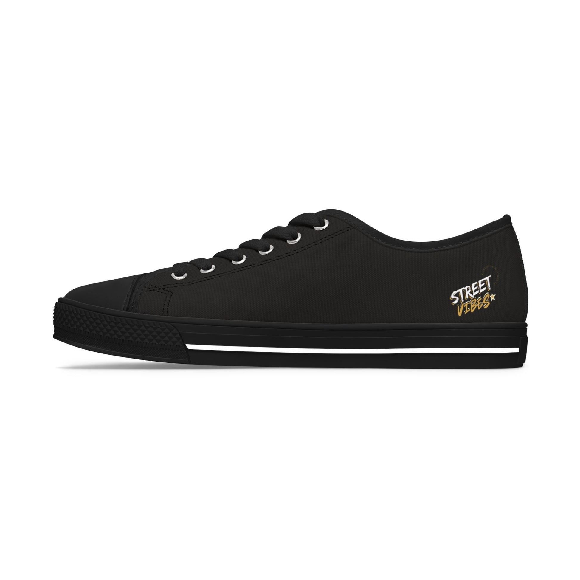 Black sneaker with Essence Innovation 'Street Vibes' logo on a white background