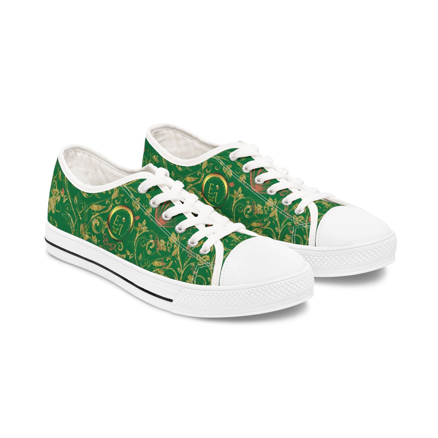 Ladies Bohemian Butterfly | Green | White Sole LowTops