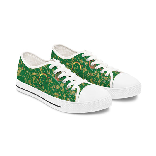 Ladies Bohemian Butterfly | Green | White Sole LowTops