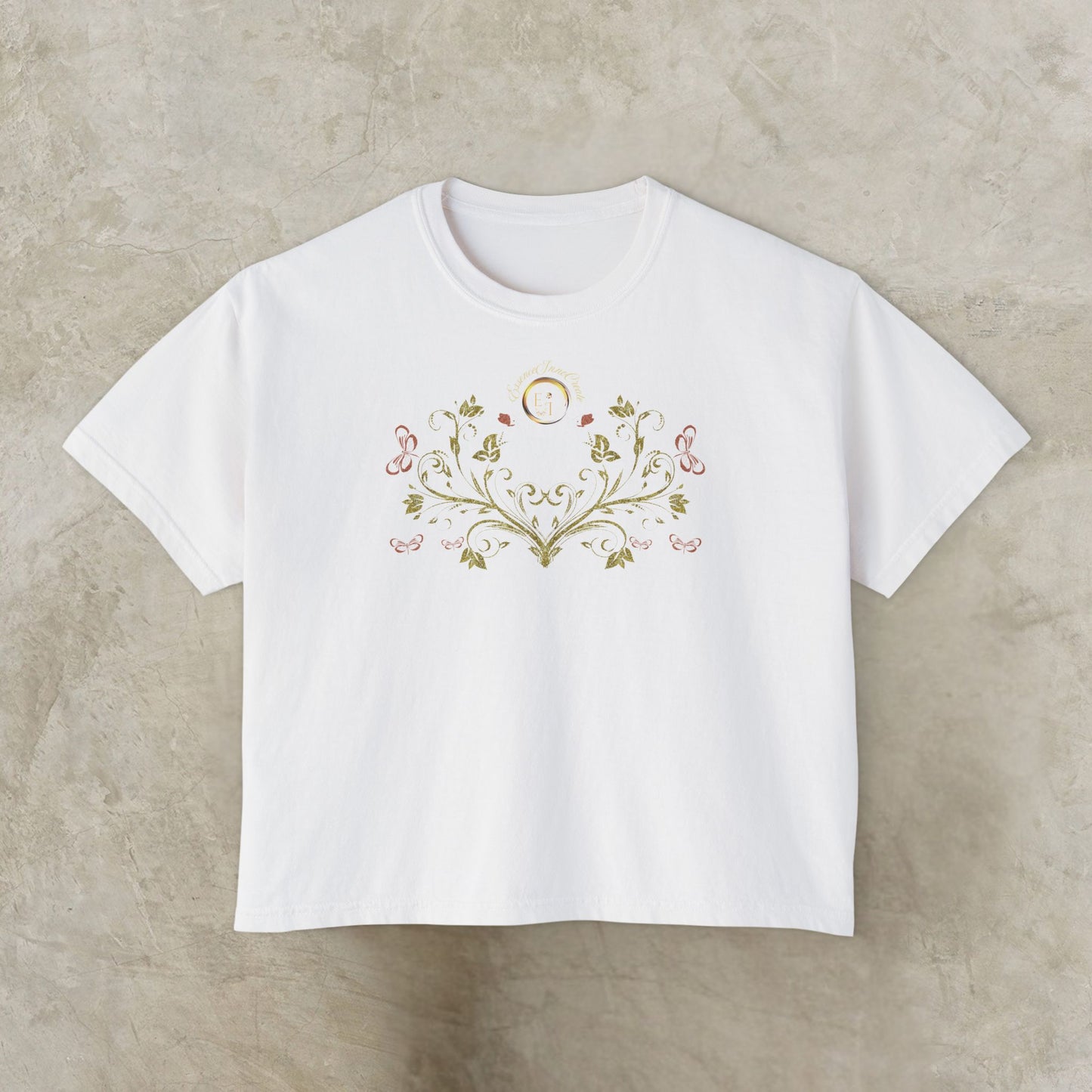 Botanical Crest Crop Tee – Floral Graphic Crop Top