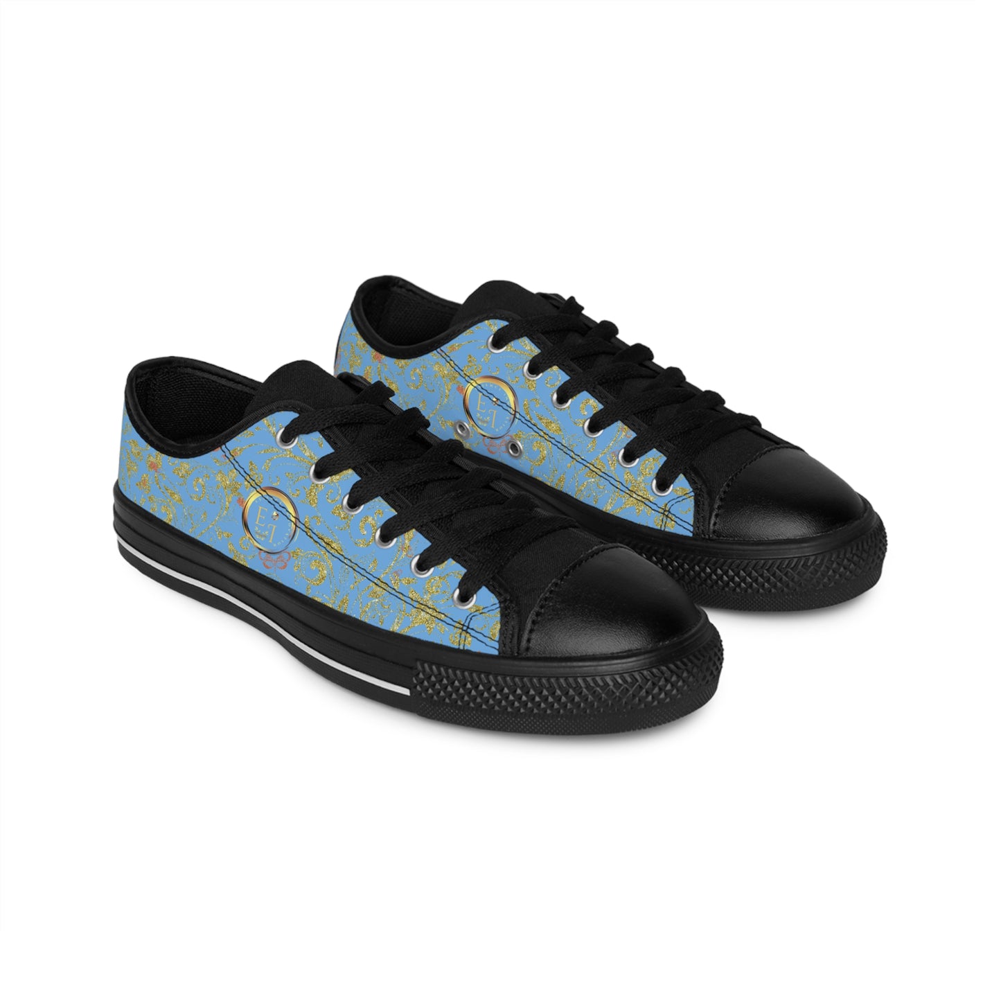 Bohemian Butterfly | Light Blue | Black Sole LowTop Sneakers