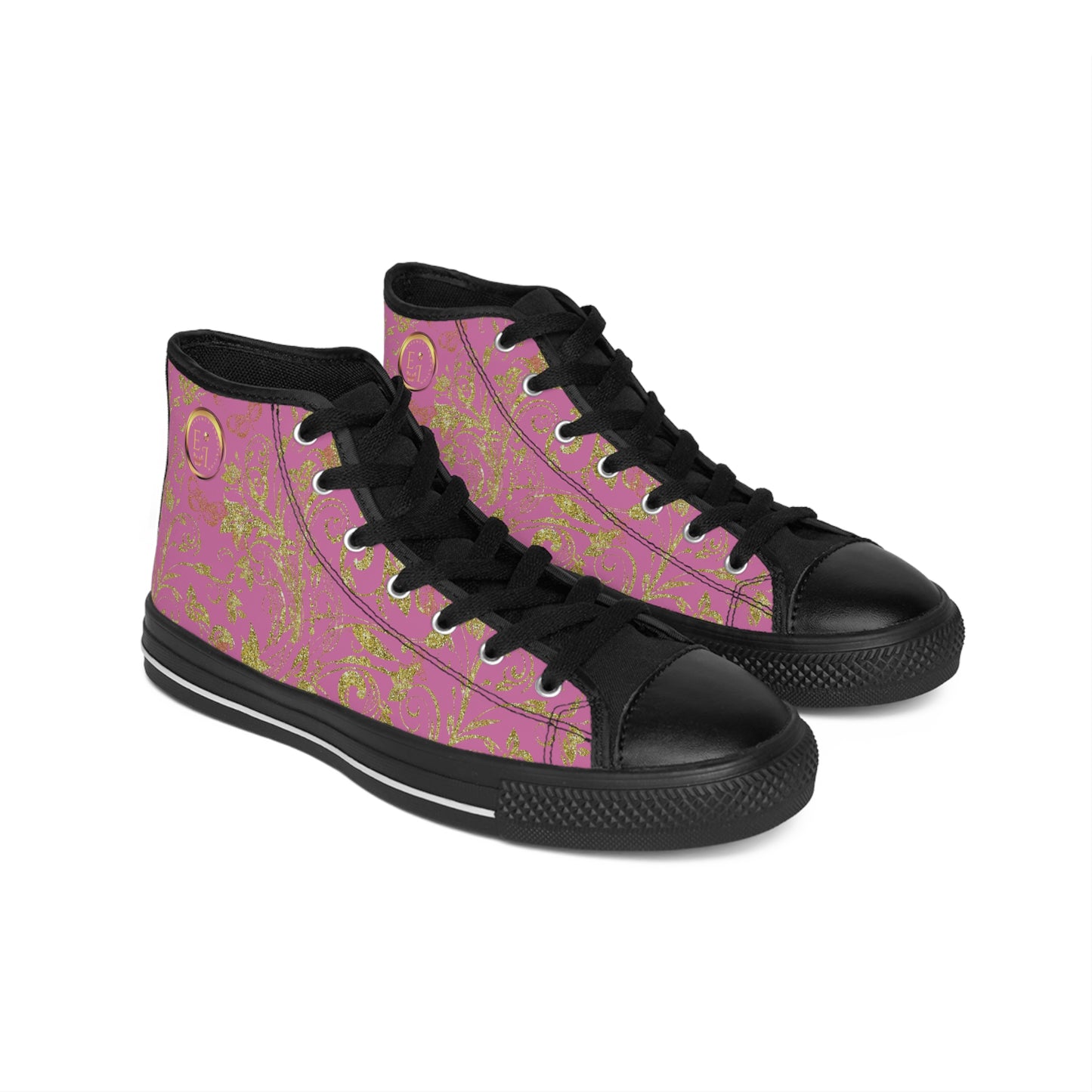 Bohemian Butterfly | Light Pink | Black Sole HighTop Sneakers