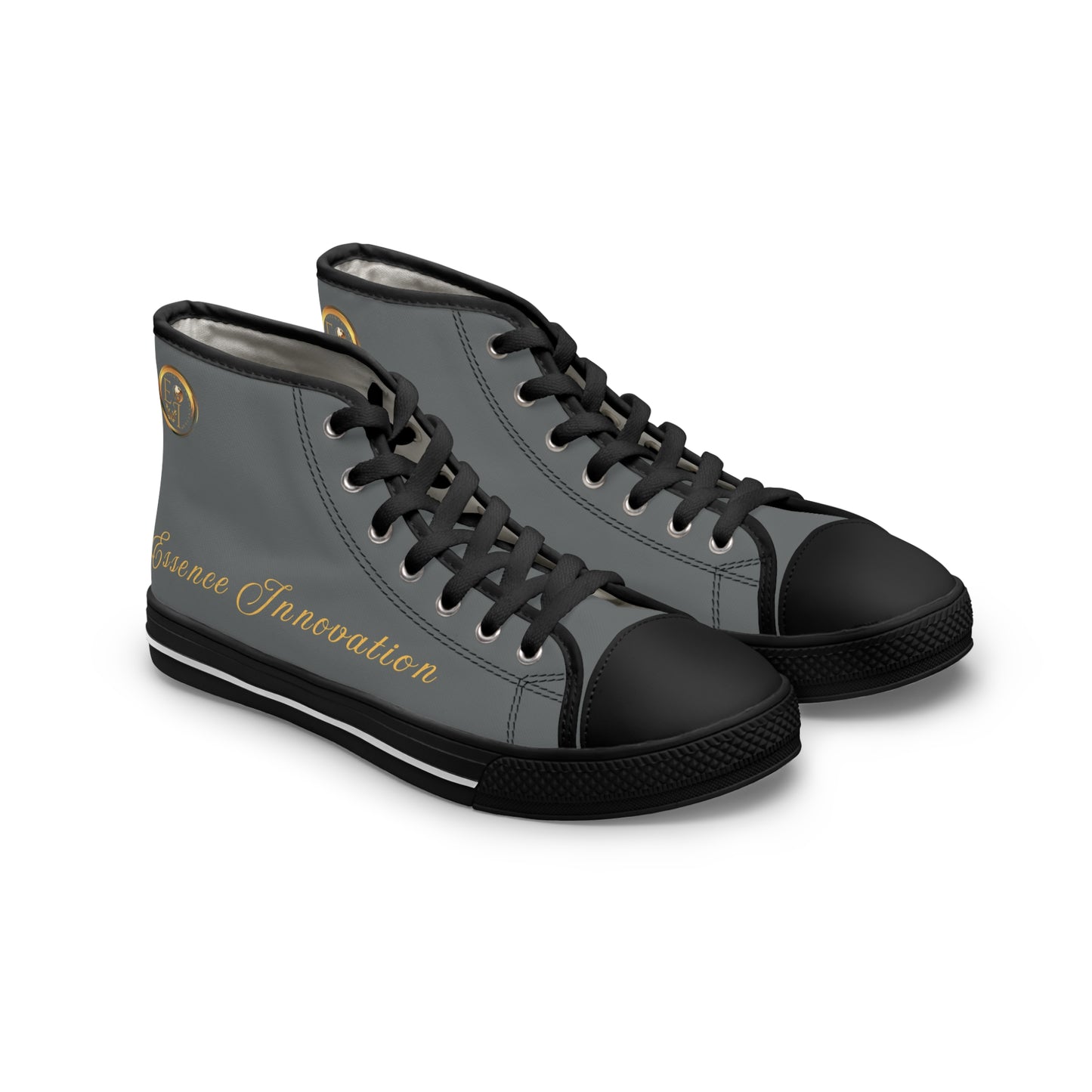 Gray high-top 'Essence Innovation' sneakers with black soles on a white background
