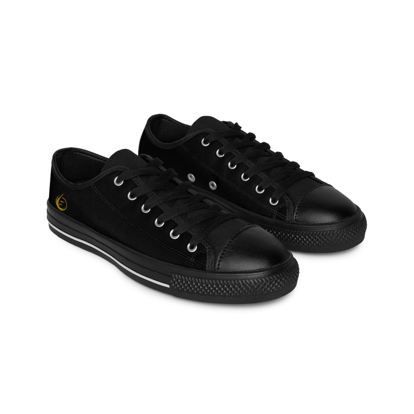 Pair of black EssenceInnoCreate sneakers on a white background