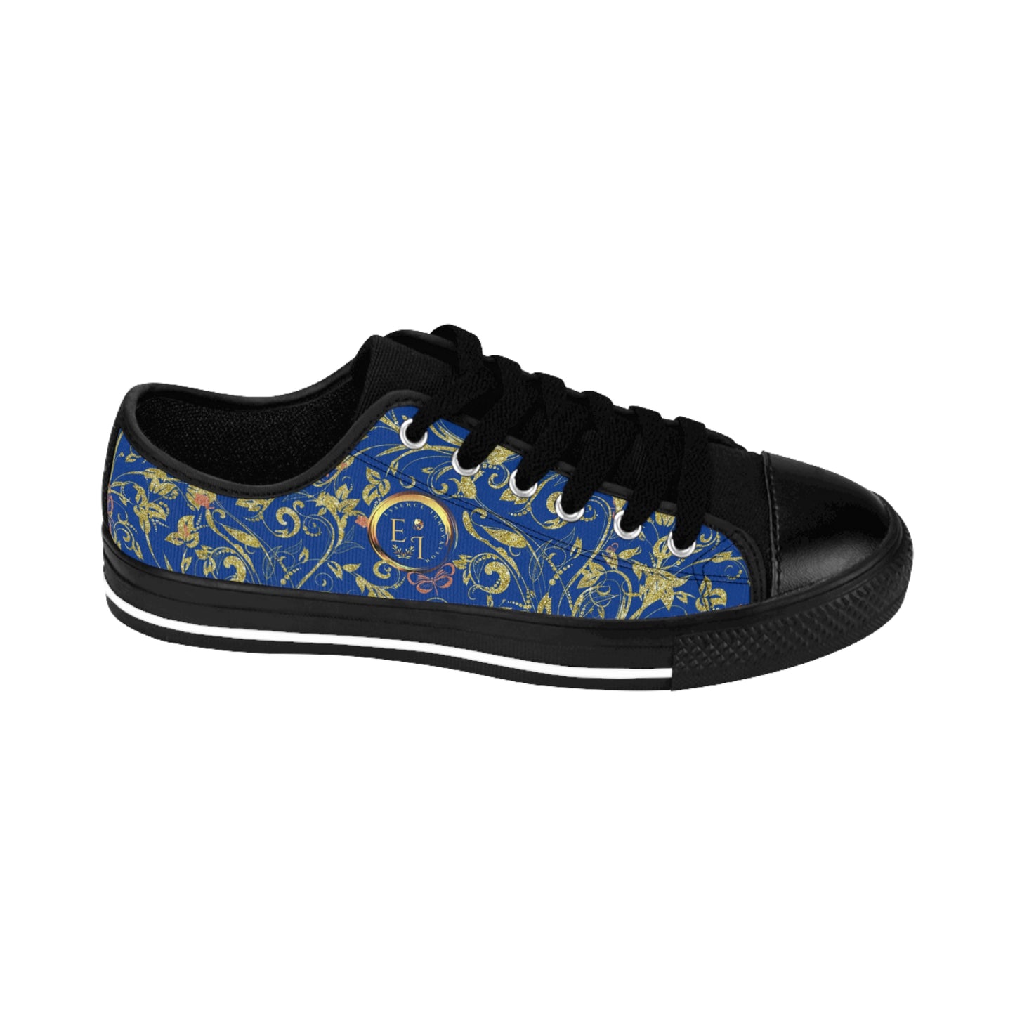 Bohemian Butterfly | Dark Blue | Black Sole LowTop Sneakers