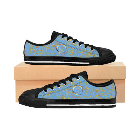 Bohemian Butterfly | Light Blue | Black Sole LowTop Sneakers