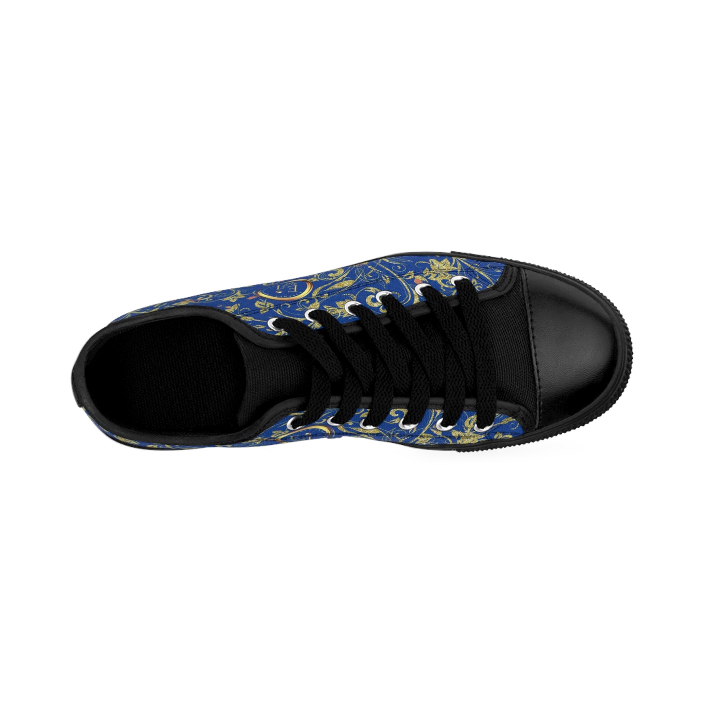 Bohemian Butterfly | Dark Blue | Black Sole LowTop Sneakers