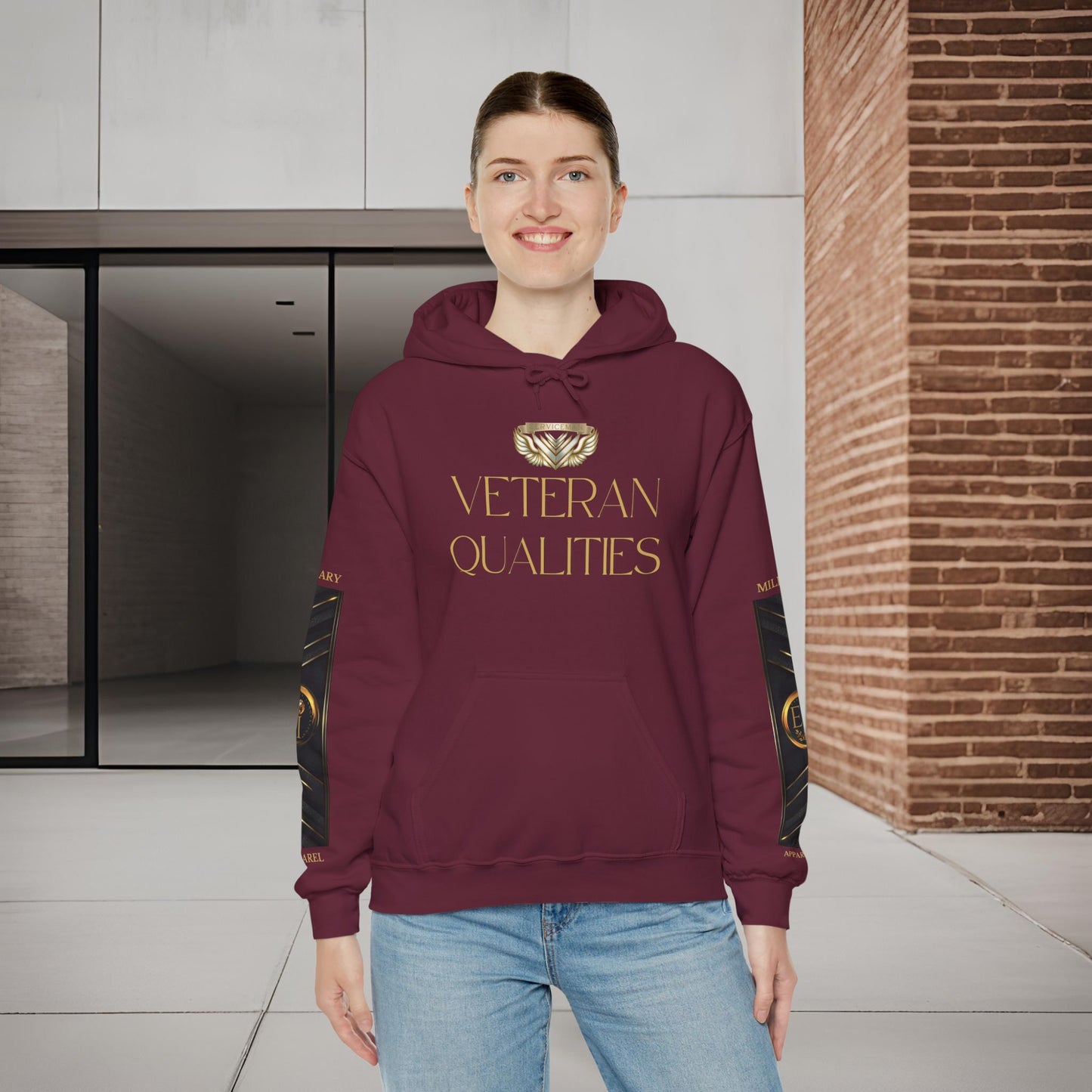 Veteran Qualities Serviceman Five | Maroon Hoodie | Military & Service Tribute