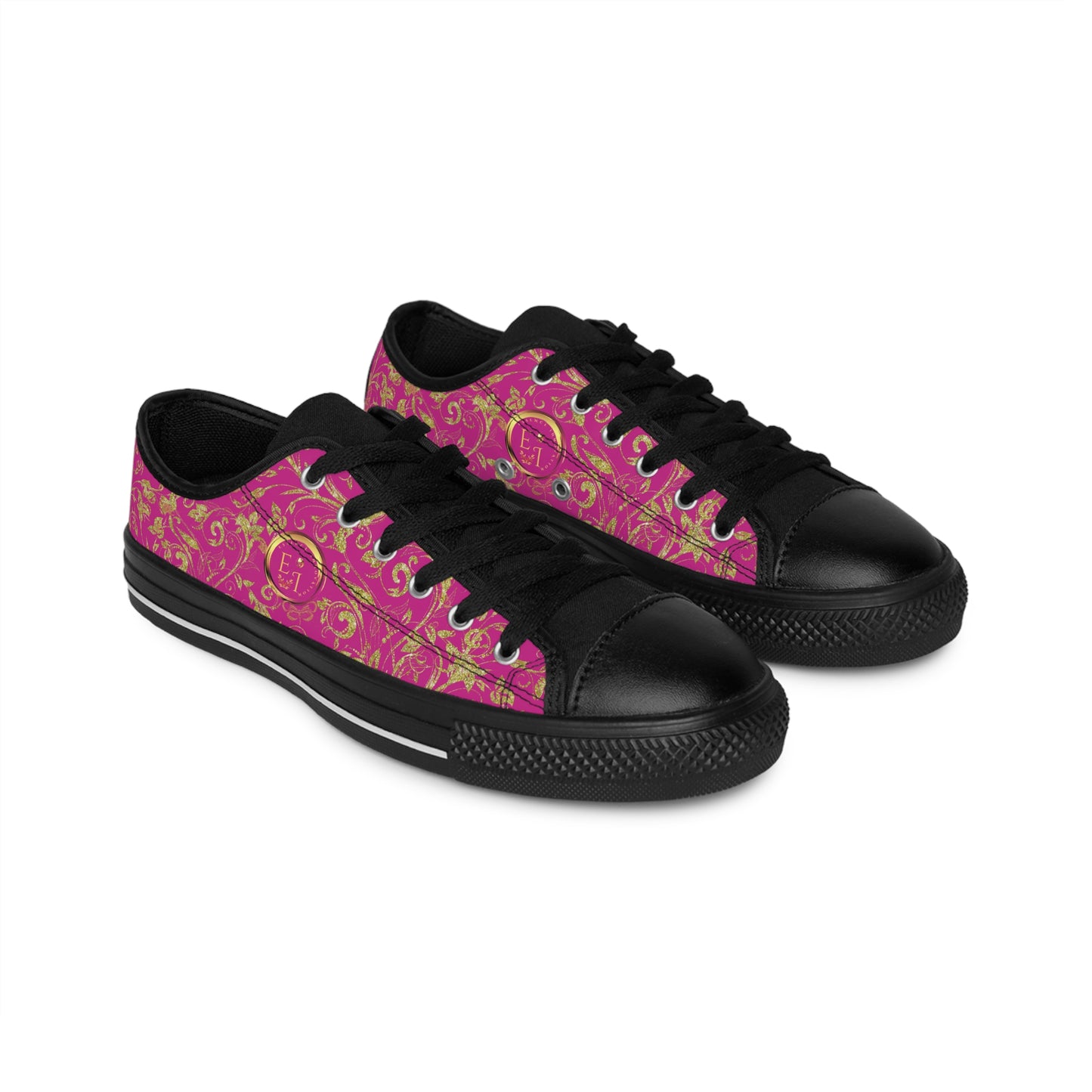 Bohemian Butterfly | Pink | Black Sole LowTop Sneakers