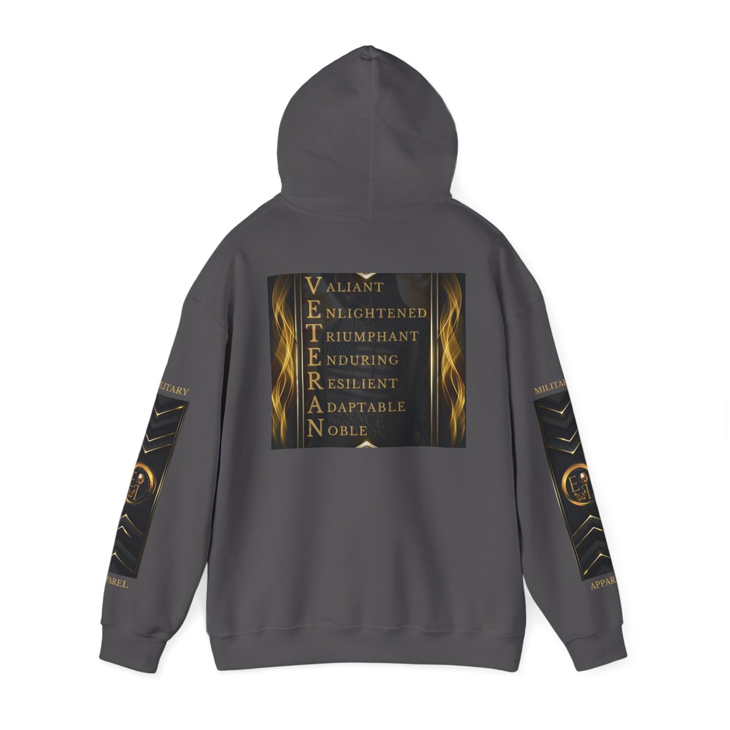 Veteran Qualities Warrior Two | Charcoal Hoodie | Military & Service Tribute