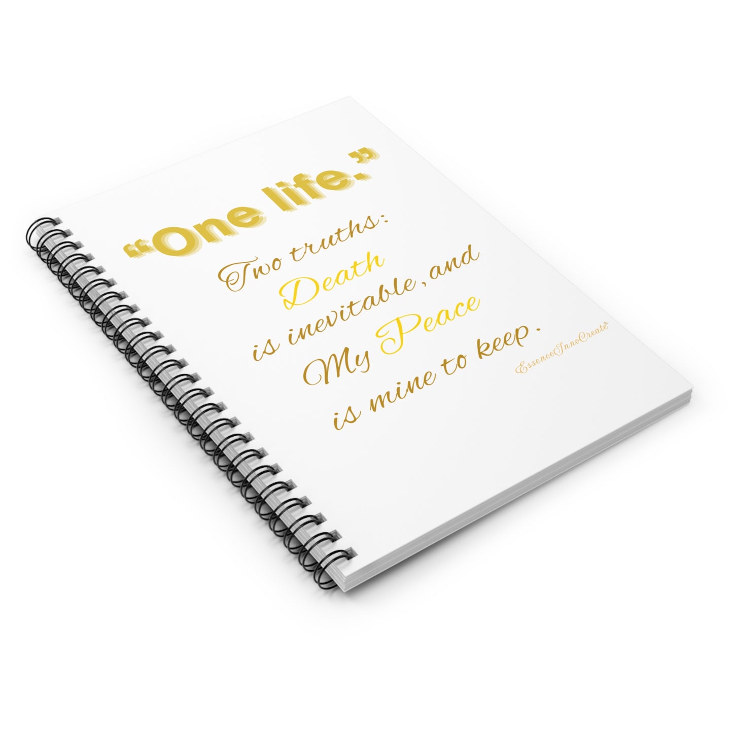 "One life."  Spiral Journal | White with Inspirational Gold Quote