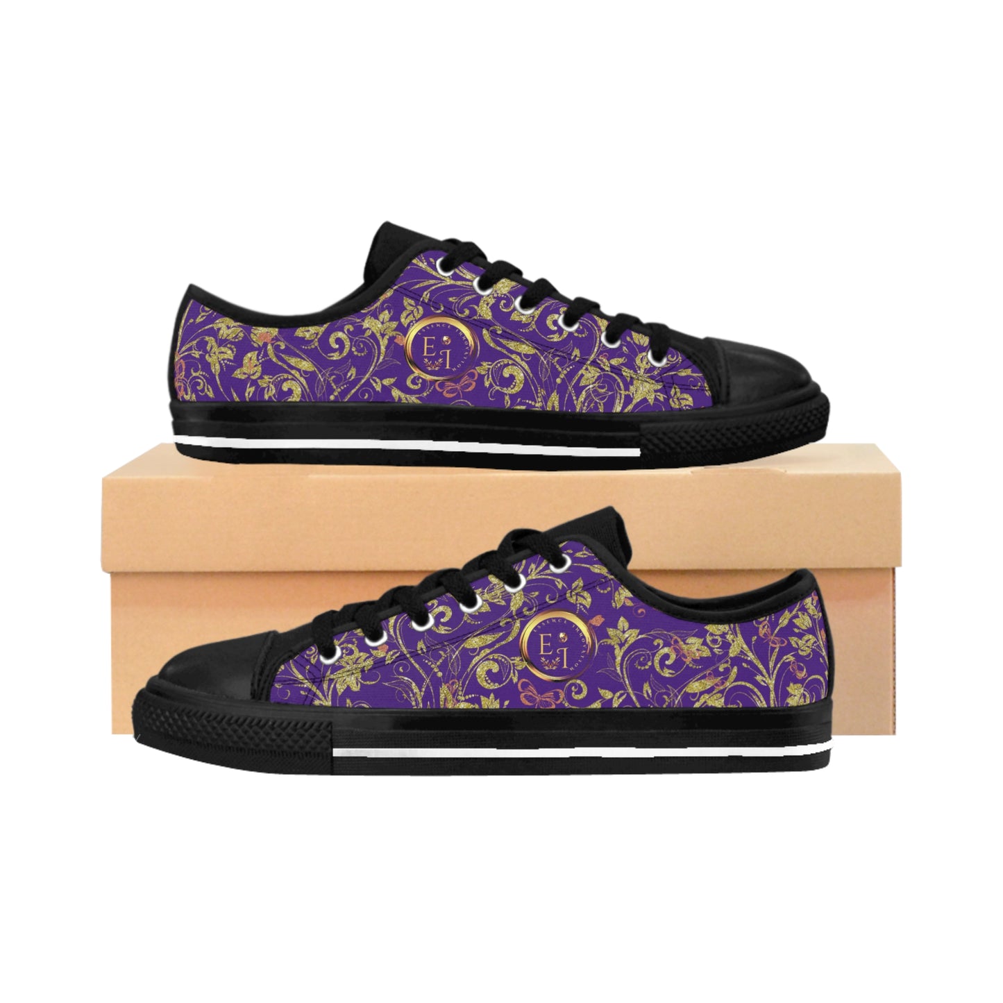 Bohemian Butterfly | Purple | Black Sole LowTop Sneakers