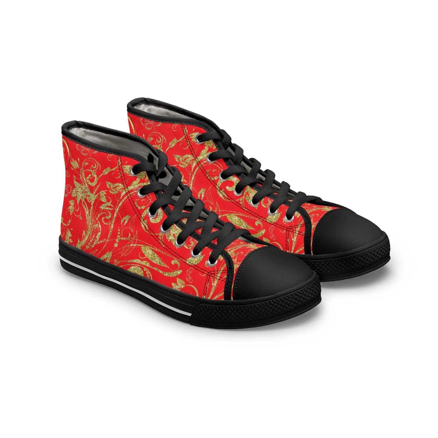 Bohemian Butterfly Heart | Red | Black Sole HighTop Sneakers