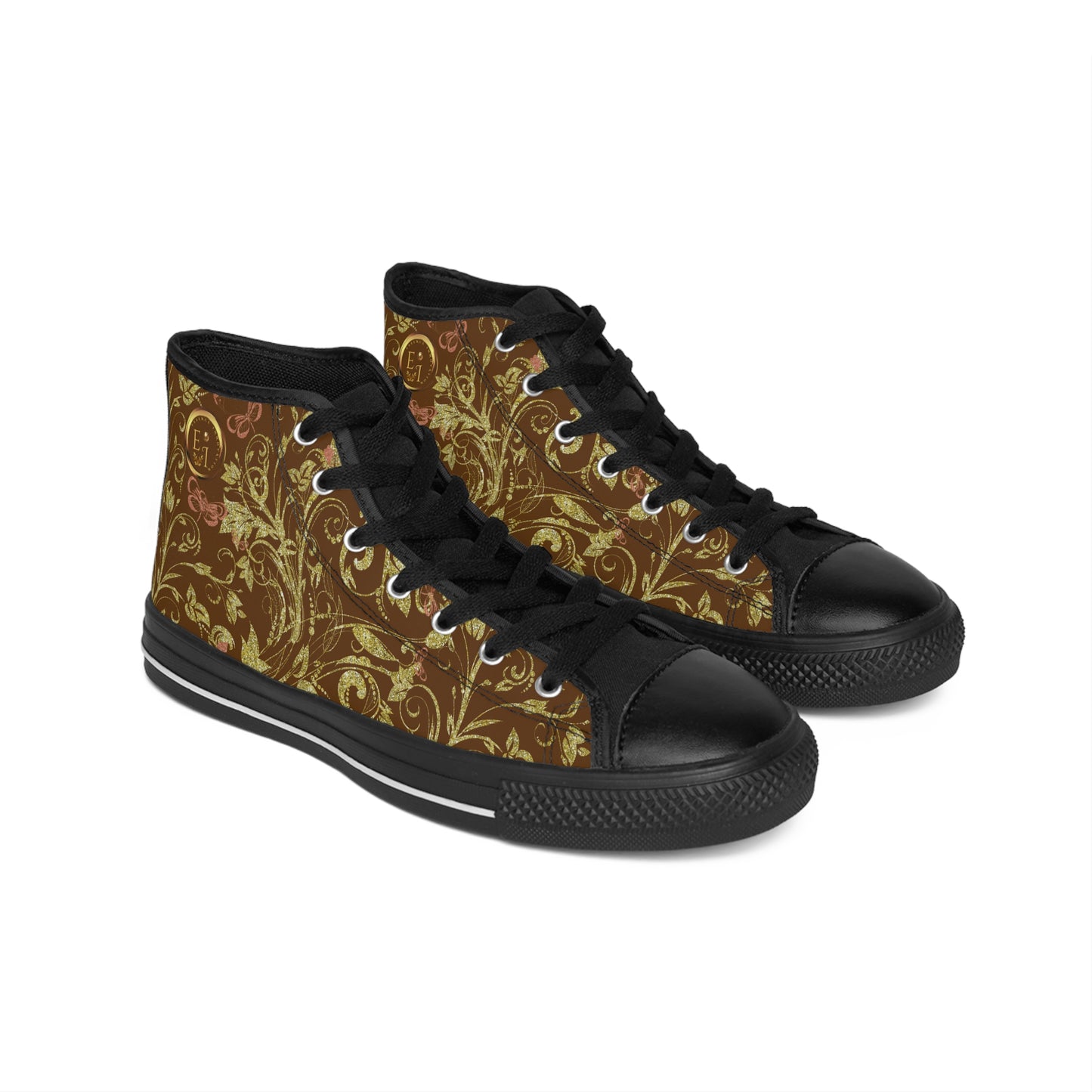 Bohemian Butterfly | Brown | Black Sole HighTop Sneakers