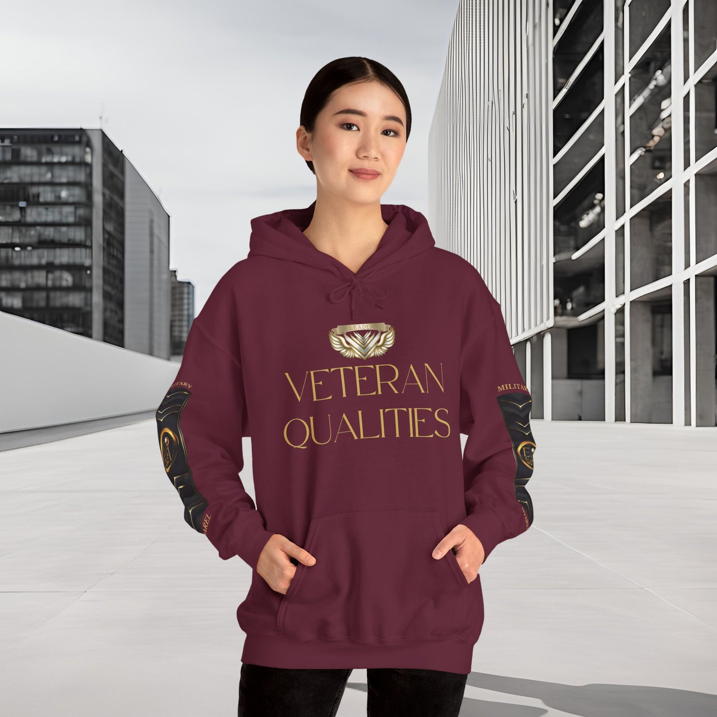 Veteran Qualities Leader Five | Maroon Hoodie | Military & Service Tribute