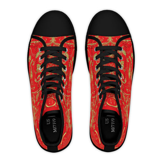 Bohemian Butterfly Heart | Red | Black Sole HighTop Sneakers