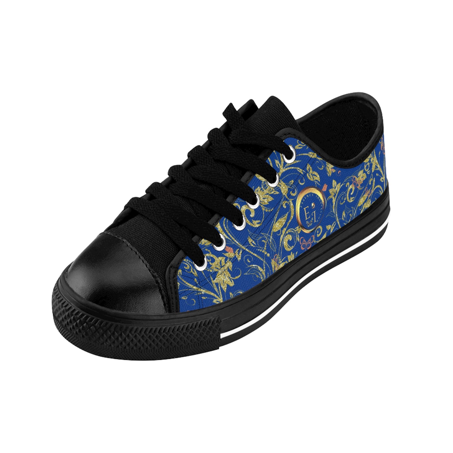 Bohemian Butterfly | Dark Blue | Black Sole LowTop Sneakers