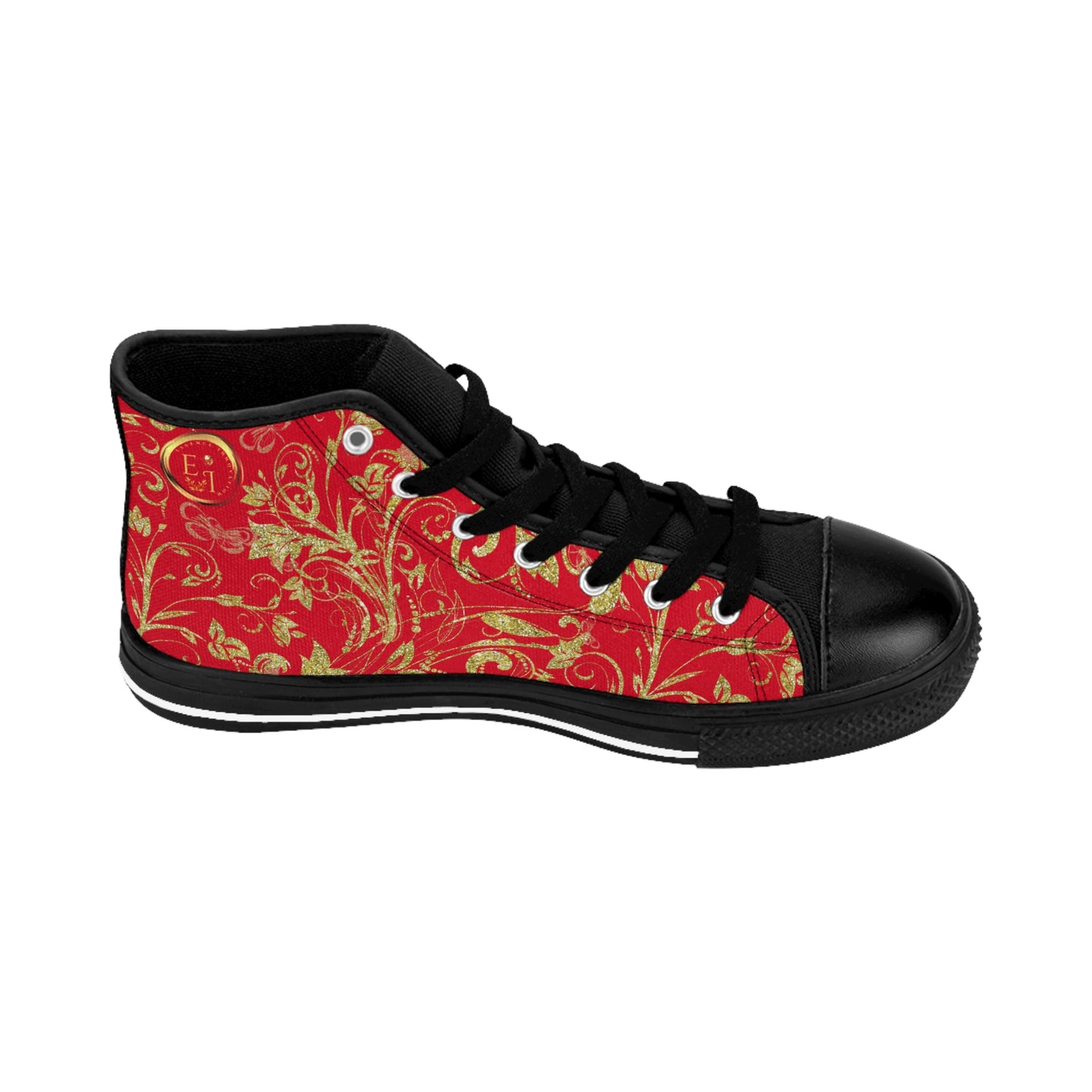 Bohemian Butterfly | Dark Red | Black Sole HighTop Sneakers