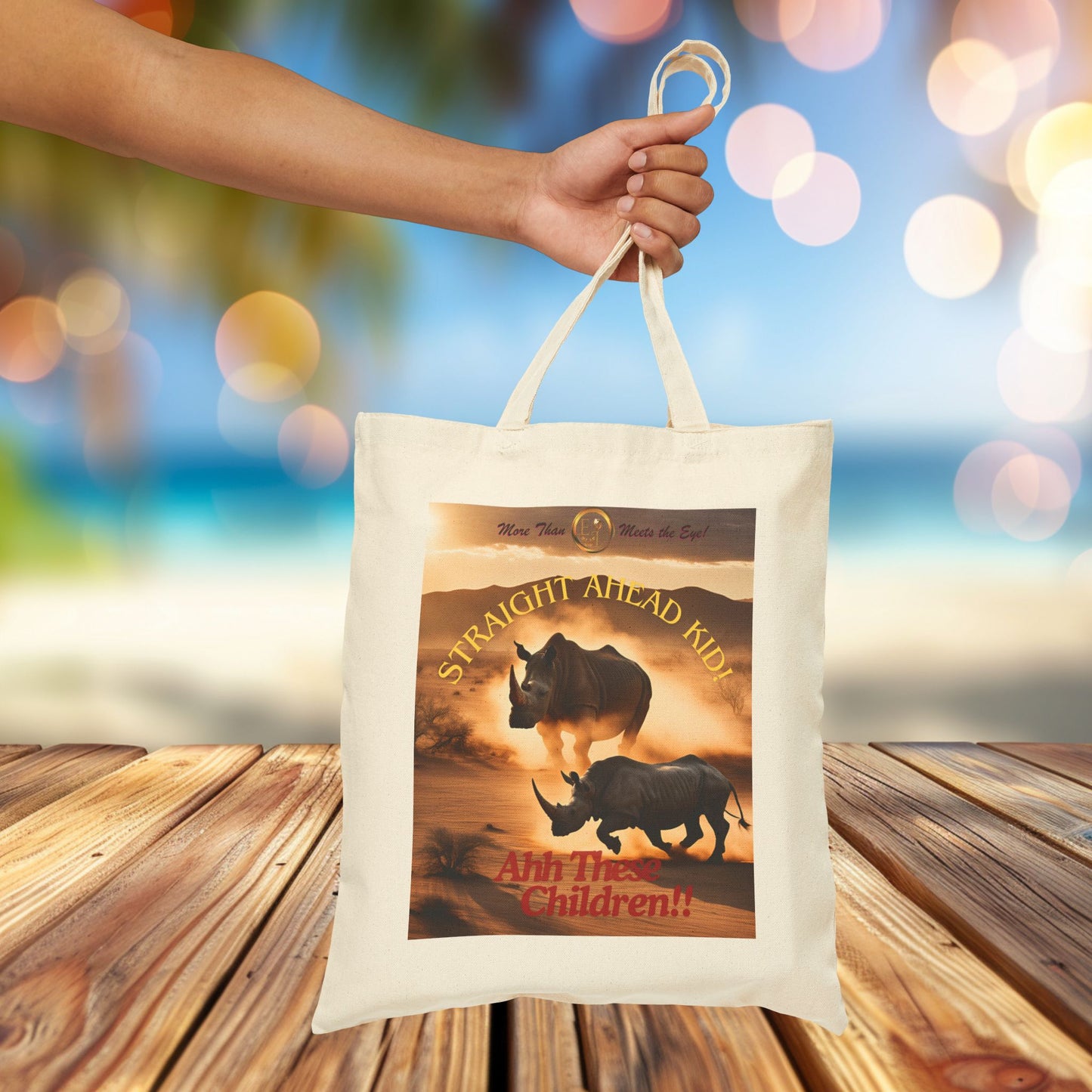 Wildlife Lover's Cotton Canvas Tote Bag, Eco-Friendly Bag, Gift for Animal Lovers, Sustainable Shopper, Cute Rhinos Design