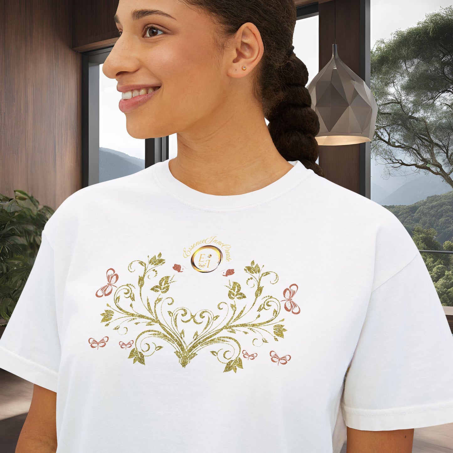 Botanical Crest Crop Tee – Floral Graphic Crop Top