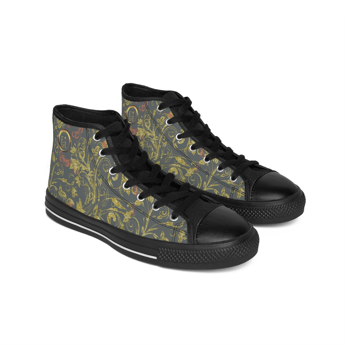 Bohemian Butterfly Hightops VIII | Black Sole | Dark Grey