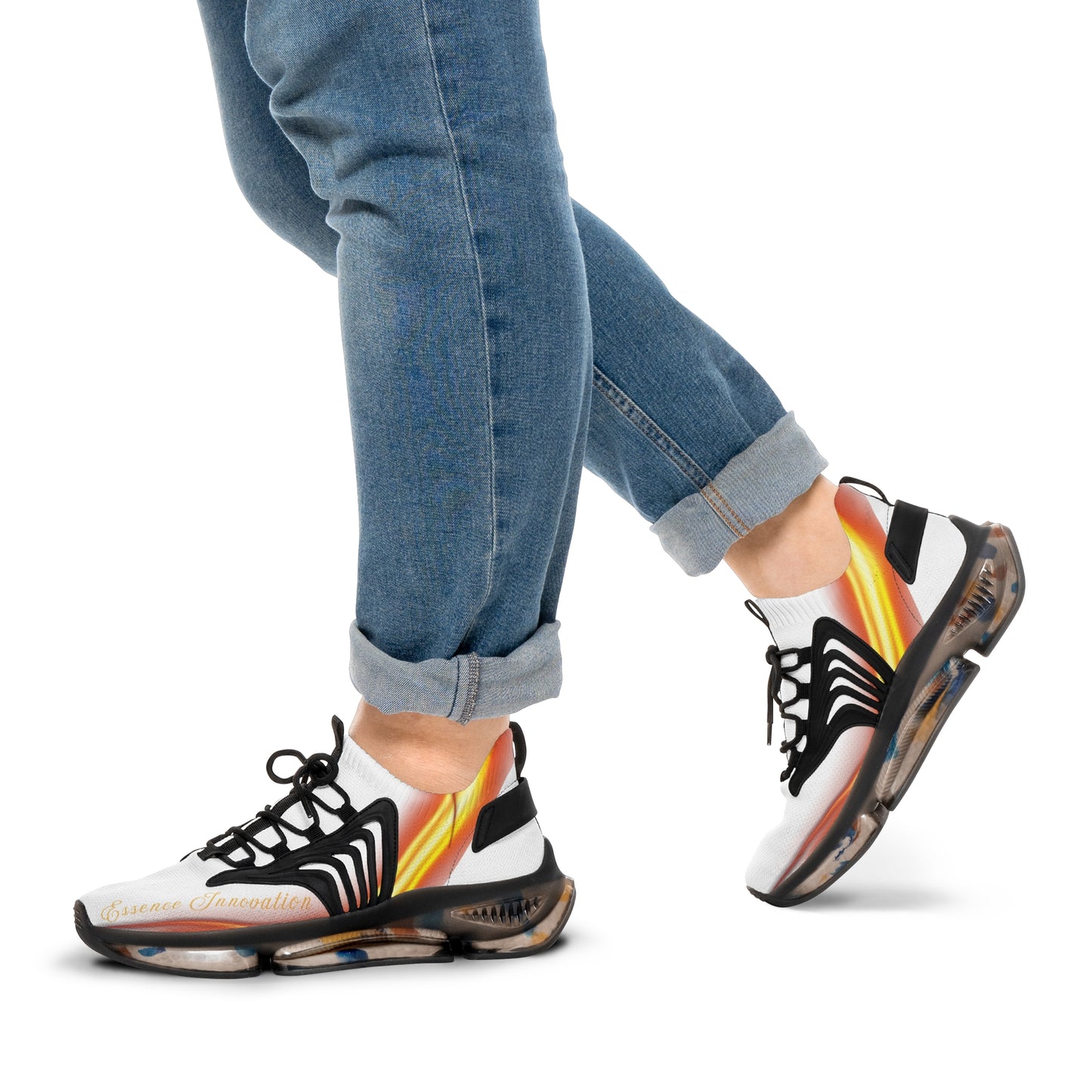 White Trendsetter Flame Black | Men’s Performance Sneakers | Black Sole