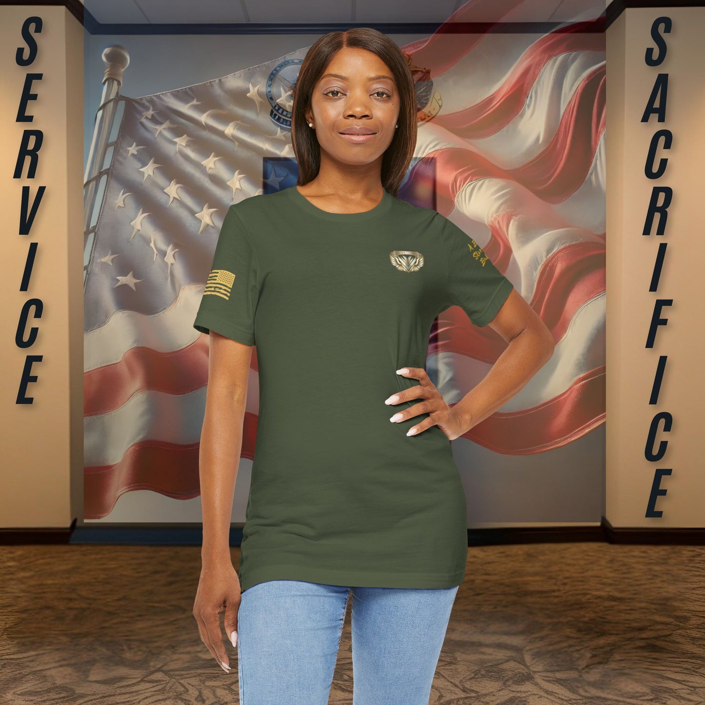 Essence Green Veteran Tee – Military Pride T-Shirt