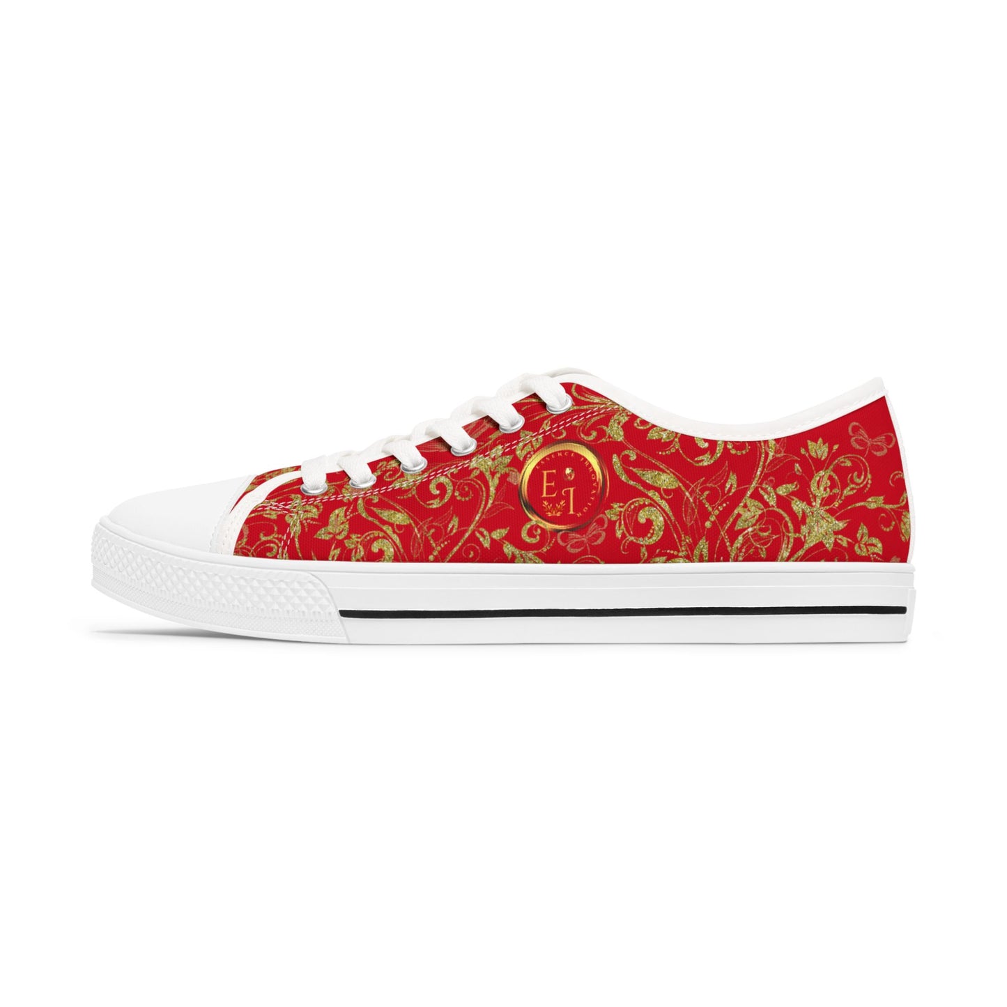 Ladies Bohemian Butterfly | Dark Red | White Sole LowTops