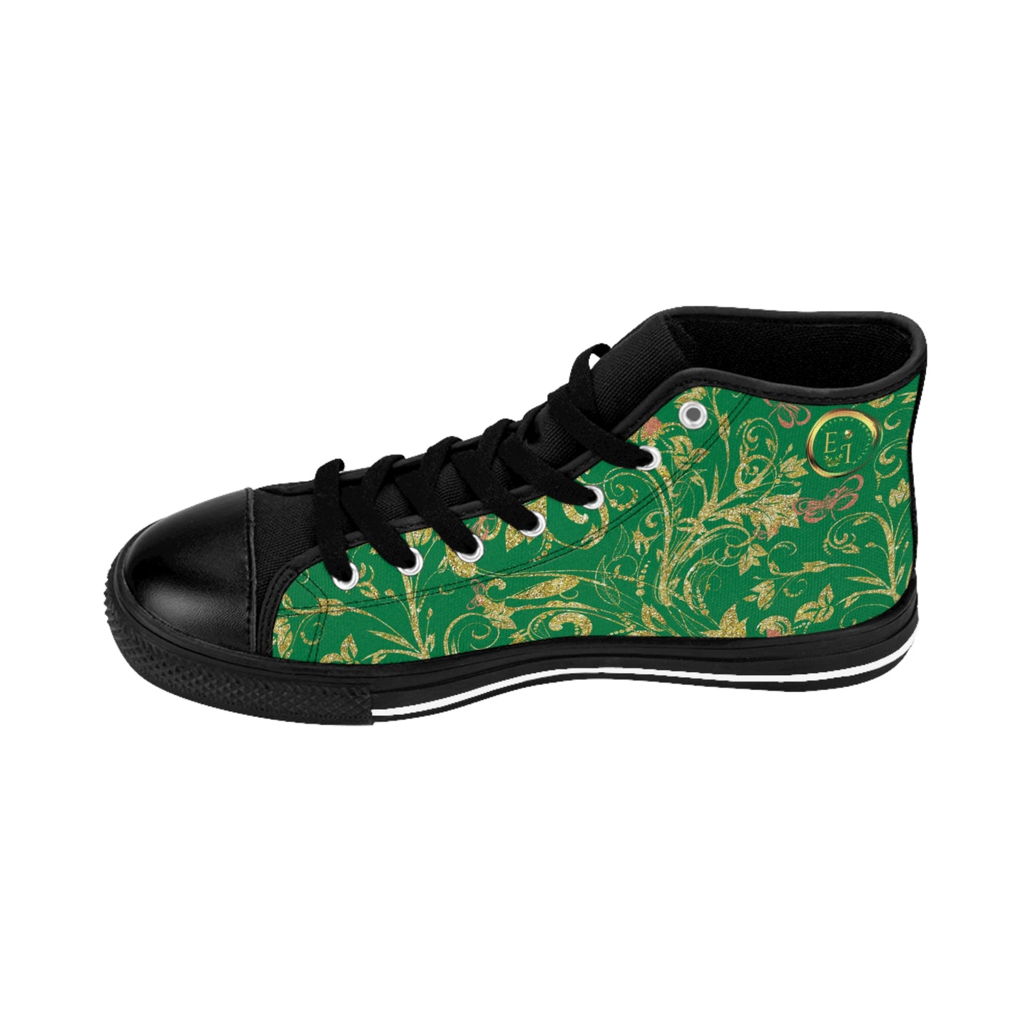 Bohemian Butterfly Hightops XII | Black Sole | Dark Green