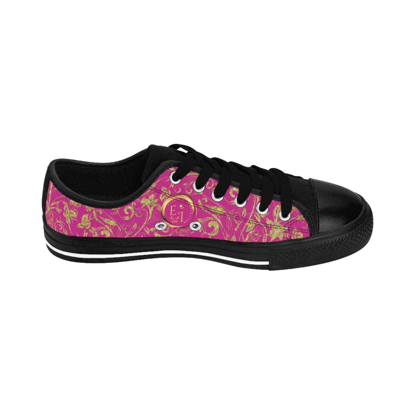 Bohemian Butterfly | Pink | Black Sole LowTop Sneakers